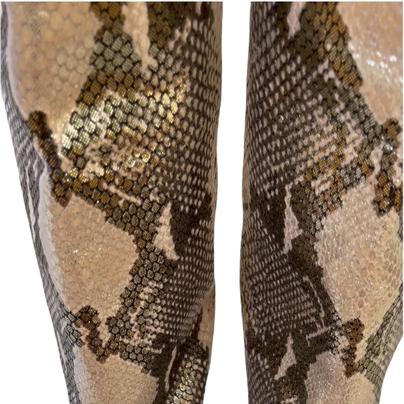 ***SOLD*** Paris Texas | Gold and Black Block Heel High Metallic Boots - Picture 8 of 15